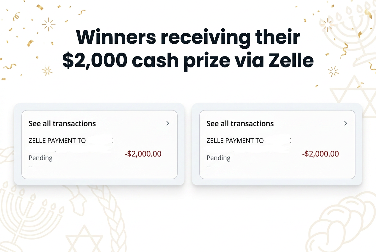 Two winners receiving their $2,000 cash prizes via Zelle